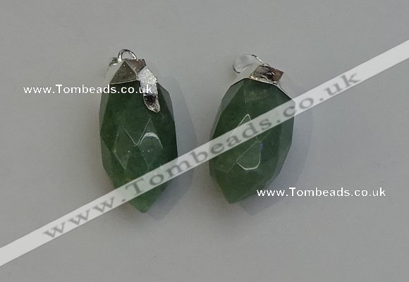 NGP6227 12*28mm - 15*30mm faceted bullet green aventurine pendants