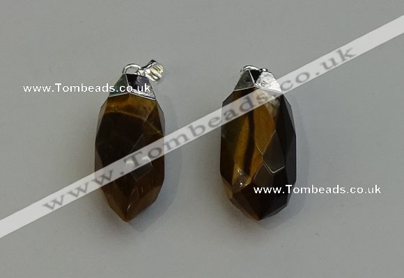 NGP6228 12*28mm - 15*30mm faceted bullet yellow tiger eye pendants