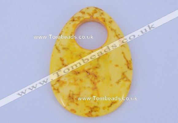NGP623 5pcs 45*62mm flat teardrop yellow agate gemstone pendants