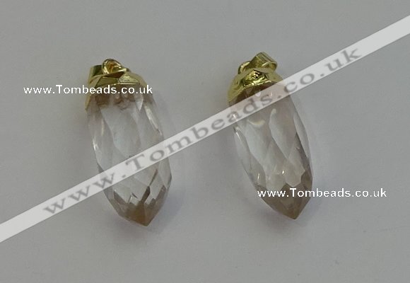 NGP6235 12*28mm - 15*30mm faceted bullet white crystal pendants