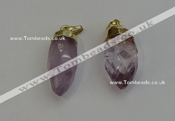 NGP6237 12*28mm - 15*30mm faceted bullet amethyst pendants