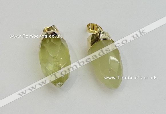 NGP6238 12*28mm - 15*30mm faceted bullet lemon quartz pendants