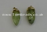 NGP6239 12*28mm - 15*30mm faceted bullet green rutilated quartz pendants