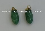 NGP6241 12*28mm - 15*30mm faceted bullet green aventurine pendants