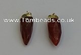 NGP6242 12*28mm - 15*30mm faceted bullet red rabbit hair pendants