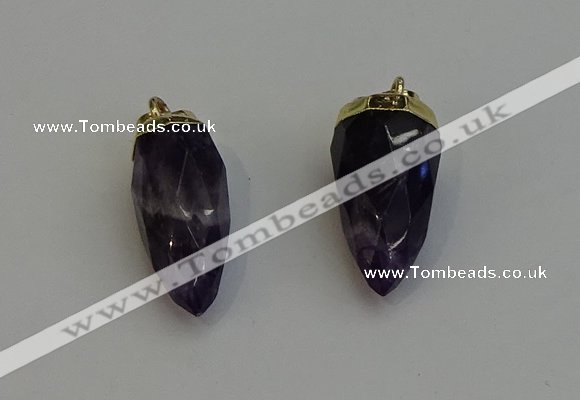 NGP6244 12*28mm - 15*30mm faceted bullet amethyst pendants