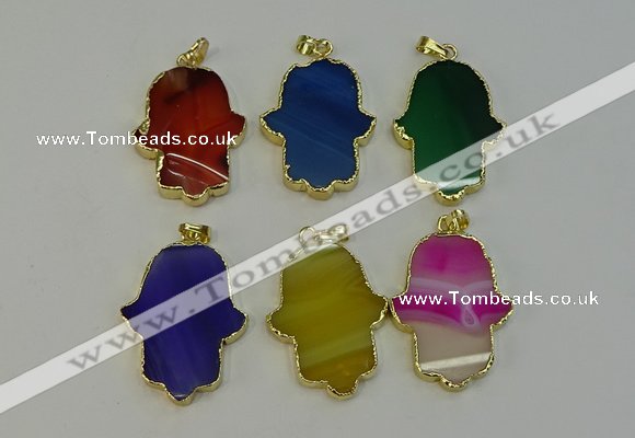 NGP6263 22*40mm - 25*45mm hamsahand agate gemstone pendants
