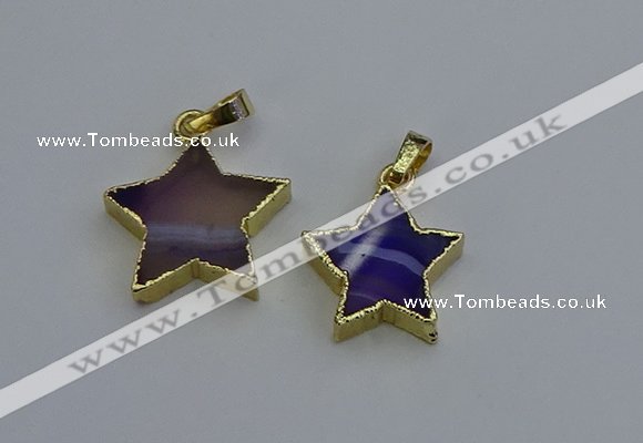 NGP6268 20mm star agate gemstone pendants wholesale