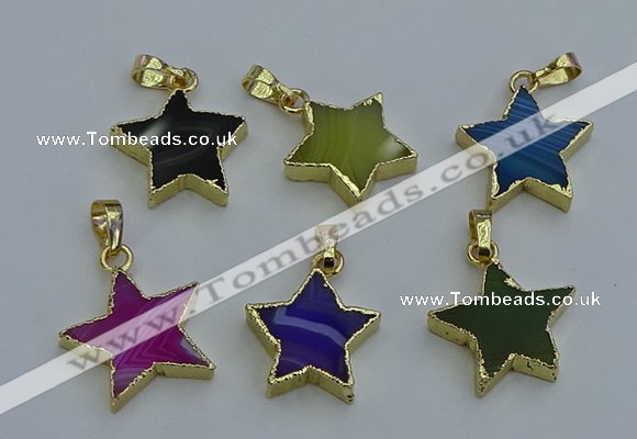 NGP6273 20mm star agate gemstone pendants wholesale