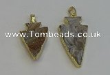 NGP6280 22*35mm - 24*45mm arrowhead druzy agate pendants