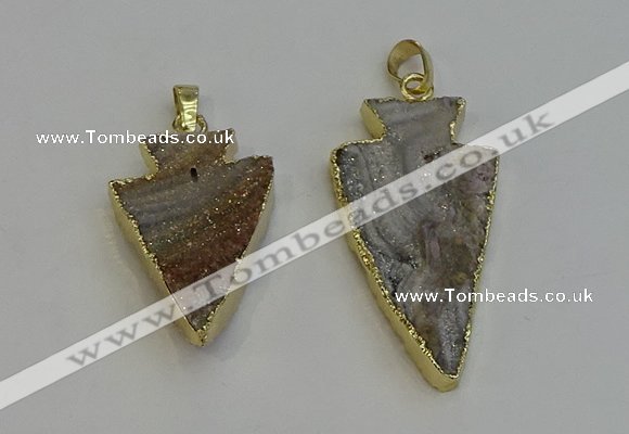 NGP6280 22*35mm - 24*45mm arrowhead druzy agate pendants