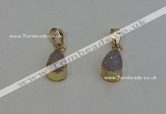 NGP6288 8*12mm teardrop druzy agate gemstone pendants wholesale