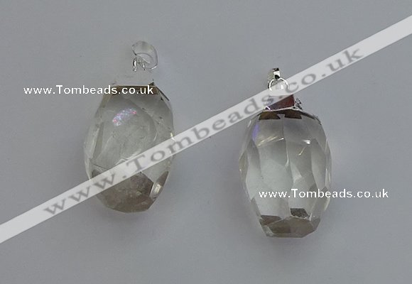 NGP6292 18*30mm - 22*35mm faceted nuggets white crystal pendants