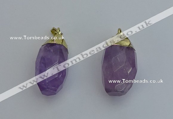 NGP6298 18*30mm - 22*35mm faceted nuggets amethyst pendants