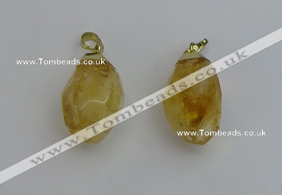 NGP6299 18*30mm - 22*35mm faceted nuggets citrine pendants