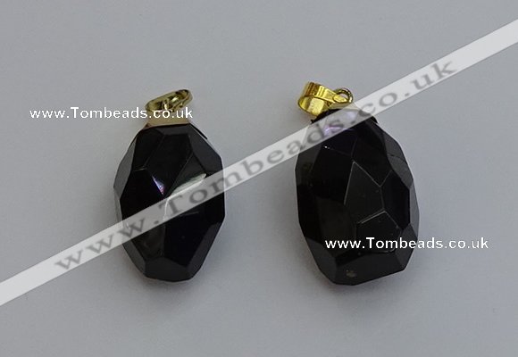 NGP6302 18*30mm - 22*35mm faceted nuggets smoky quartz pendants