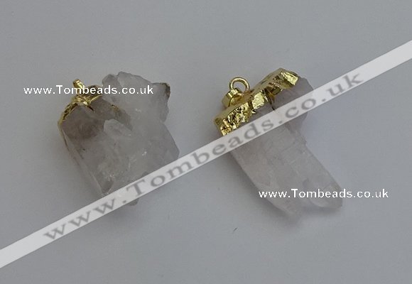NGP6306 25*28mm - 25*35mm nuggets white crystal pendants