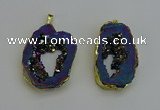 NGP6312 25*35mm - 30*45mm freeform plated druzy agate pendants