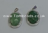 NGP6359 25*30mm oval green aventurine pendants wholesale