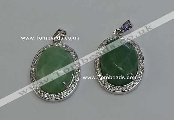 NGP6359 25*30mm oval green aventurine pendants wholesale