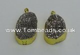 NGP6373 25*35mm - 26*40mm freeform plated druzy agate pendants