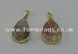 NGP6390 20*30mm - 25*30mm flat teardrop druzy agate pendants