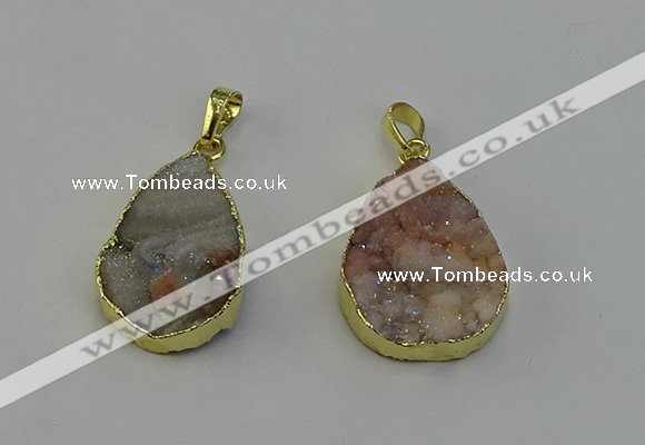 NGP6390 20*30mm - 25*30mm flat teardrop druzy agate pendants