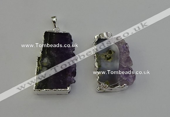 NGP6398 18*30mm - 25*40mm freeform druzy amethyst pendants