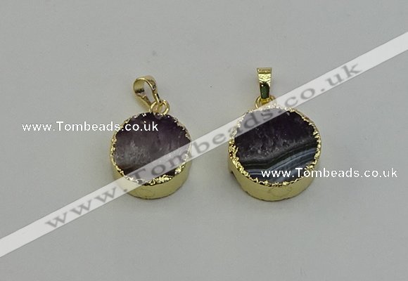 NGP6407 18mm - 20mm coin druzy amethyst pendants wholesale