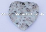 NGP642 5pcs 50*50mm heart kiwi stone pendants jewelry wholesale