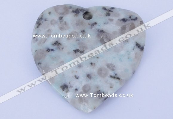 NGP642 5pcs 50*50mm heart kiwi stone pendants jewelry wholesale