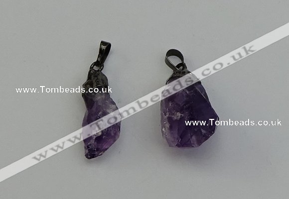 NGP6420 12*28mm - 15*30mm nuggets amethyst gemstone pendants