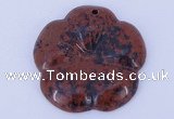 NGP643 5pcs 6*40mm flower mahogany obsidian gemstone pendants