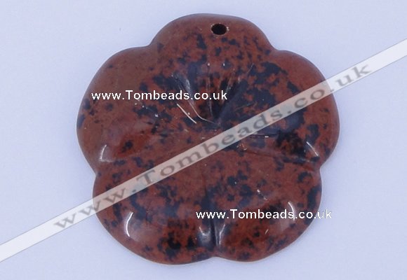 NGP643 5pcs 6*40mm flower mahogany obsidian gemstone pendants