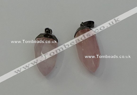 NGP6431 12*24mm - 15*30mm faceted bullet rose quartz pendants