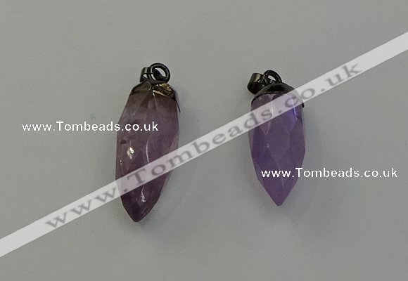 NGP6432 12*24mm - 15*30mm faceted bullet amethyst pendants