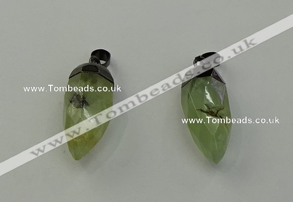 NGP6433 12*24mm - 15*30mm faceted bullet green rutilated quartz pendants