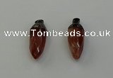 NGP6442 12*24mm - 15*30mm faceted bullet red rabbit hair pendants