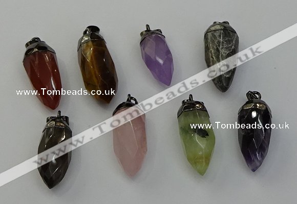 NGP6448 12*24mm - 15*30mm faceted bullet mixed gemstone pendants