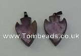 NGP6454 22*28mm - 25*35mm arrowhead amethyst gemstone pendants