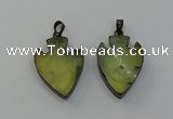 NGP6456 22*28mm - 25*35mm arrowhead green rutilated quartz pendants