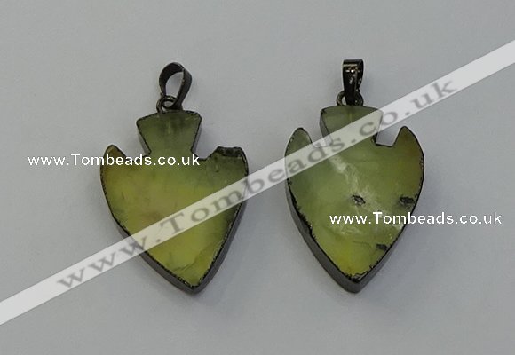 NGP6456 22*28mm - 25*35mm arrowhead green rutilated quartz pendants