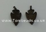 NGP6458 22*28mm - 25*35mm arrowhead smoky quartz pendants