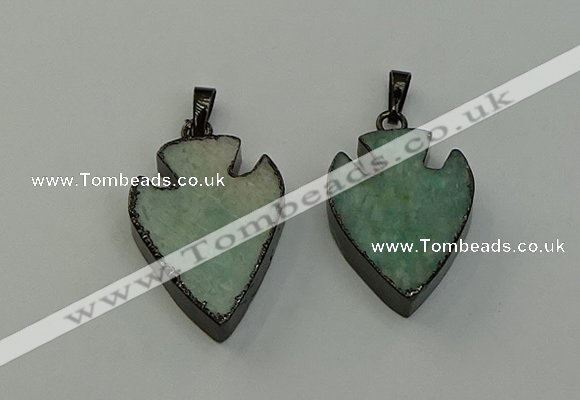 NGP6460 22*28mm - 25*35mm arrowhead amazonite gemstone pendants