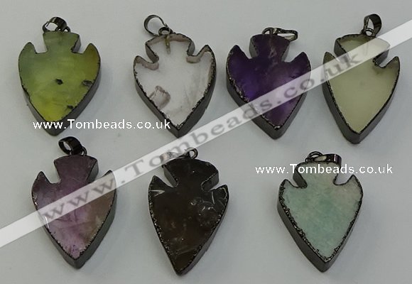 NGP6468 22*28mm - 25*35mm arrowhead mixed gemstone pendants