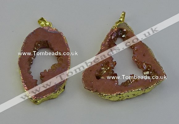 NGP6502 30*40mm - 35*45mm freeform plated druzy agate pendants