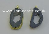 NGP6504 30*40mm - 35*45mm freeform plated druzy agate pendants