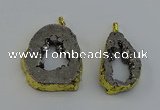 NGP6506 30*40mm - 35*45mm freeform plated druzy agate pendants