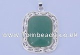 NGP652 5pcs 38*40mm rectangle brass with green aventurine pendants