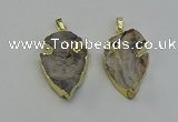 NGP6552 25*35mm - 26*40mm arrowhead druzy agate pendants